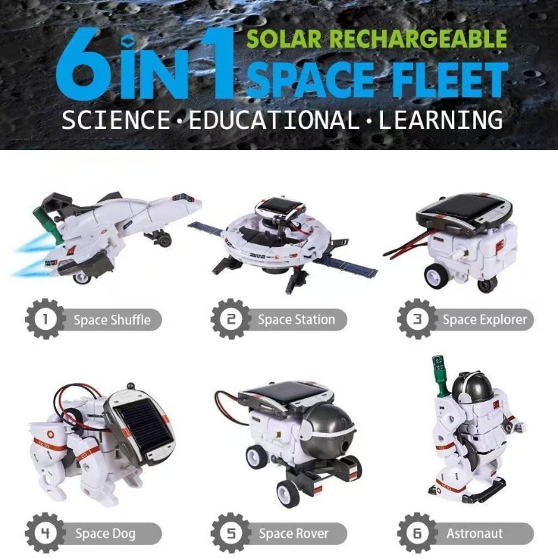 Solar Powered Robot Kit 14 In 1 - 6-in-1 Solar Powered STEM Robot Kit