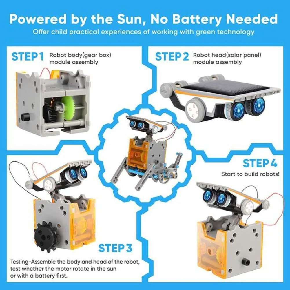 13 in 1 Solar Powered Robot Sc - огляд і ціна Solar Powered Robot Kit 14 In 1