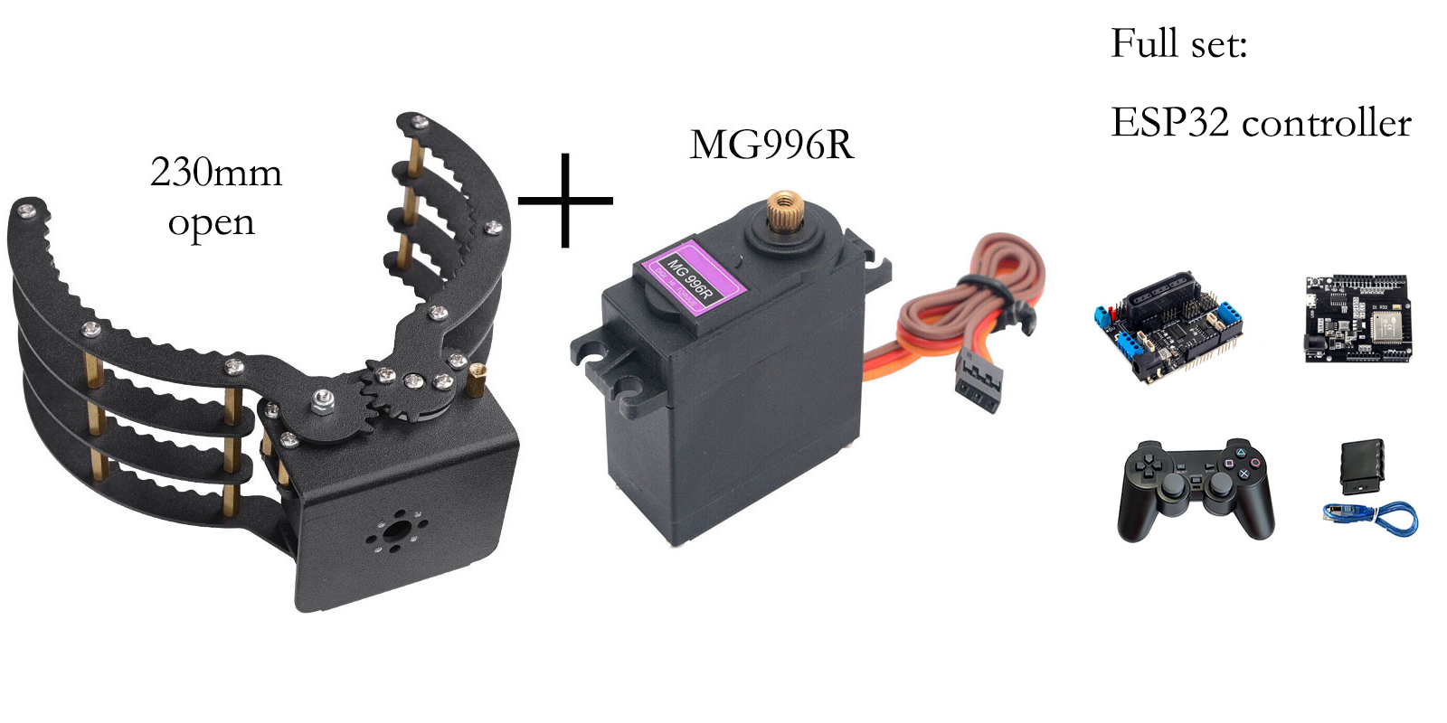 230mm Opening Mechanical Claw  - огляд і ціна Programmable Robotic Arm Kit Arduino