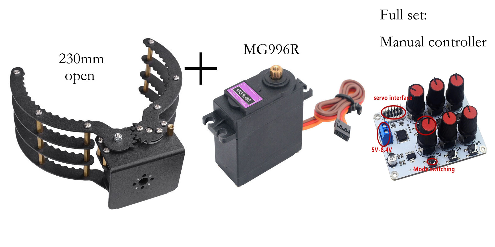 230mm Opening Mechanical Claw  - огляд і ціна Programmable Robotic Arm Kit Arduino
