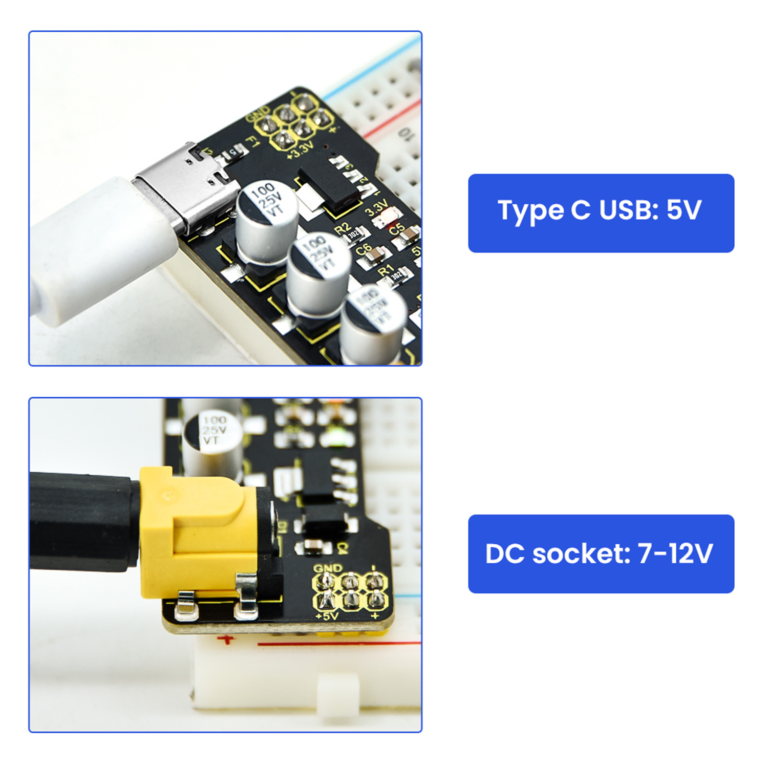 KEYESTUDIO Type-C Power Supply - огляд і ціна Breadboard Jumper Wires Power Supply Kit