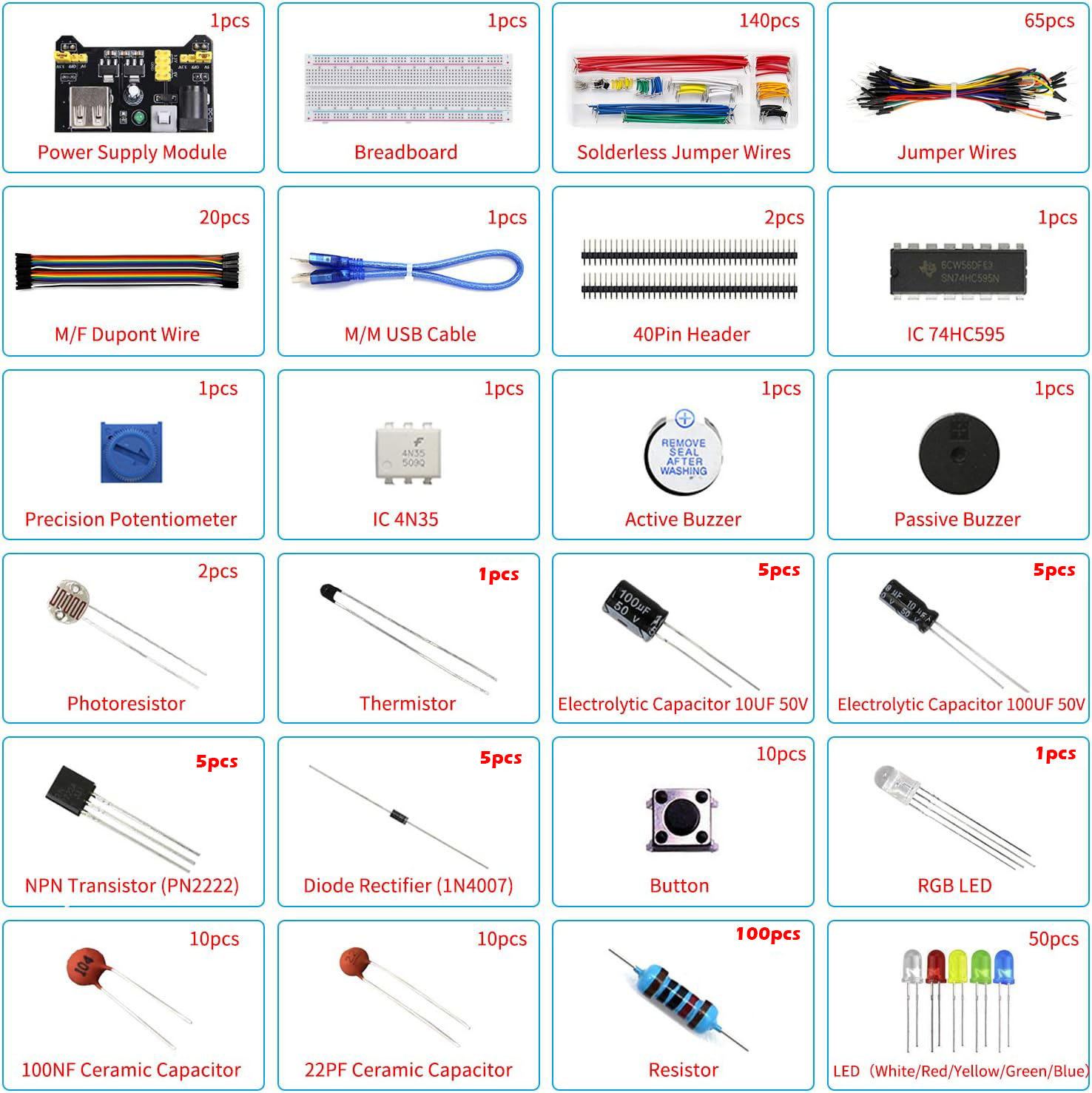 Electronics Starter Kit w/Powe - огляд і ціна Breadboard Jumper Wires Power Supply Kit
