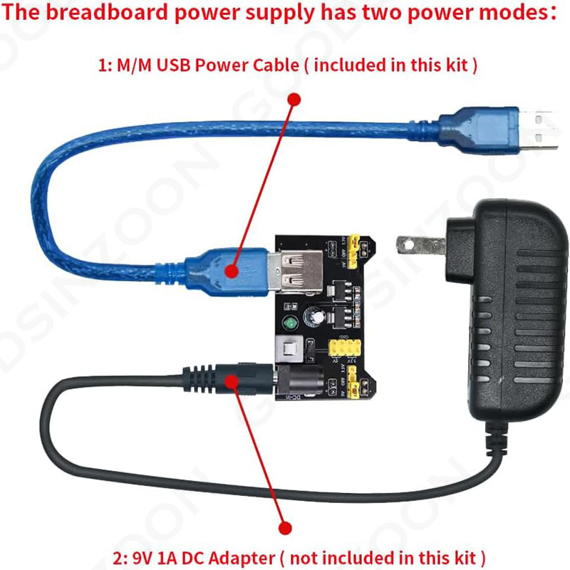 Electronics Starter Kit w/Powe - огляд і ціна Breadboard Jumper Wires Power Supply Kit
