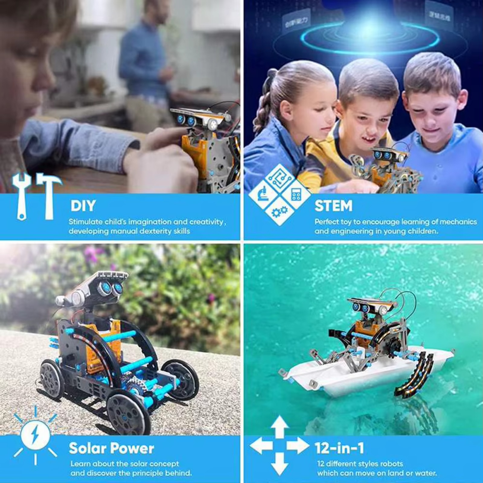 13 in 1 Solar Powered Robot Sc - огляд і ціна Solar Powered Robot Kit 14 In 1