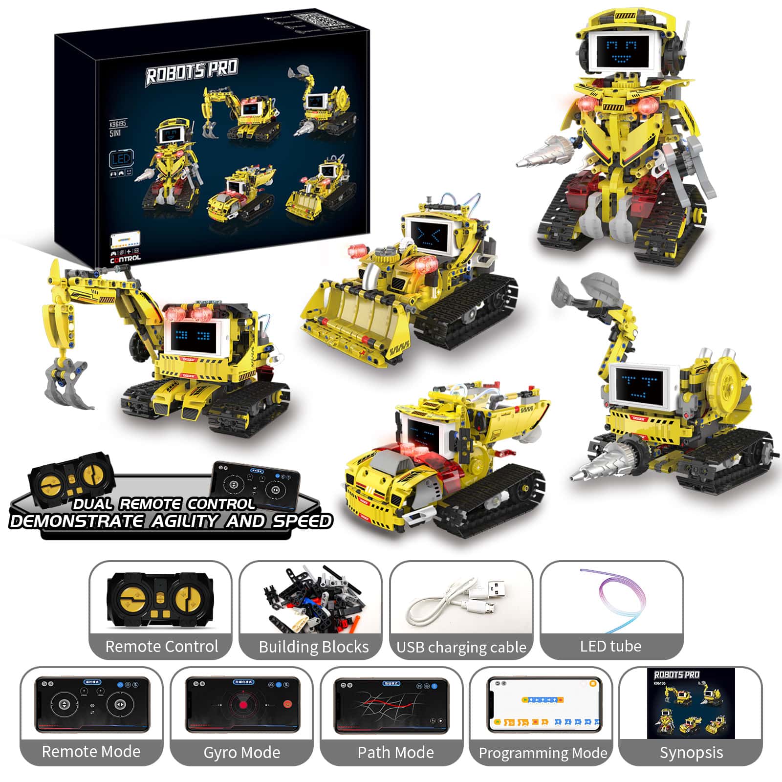 660PCS 5‑in‑1 Engineering Robo - огляд і ціна Stem Robot Building Kit Coding