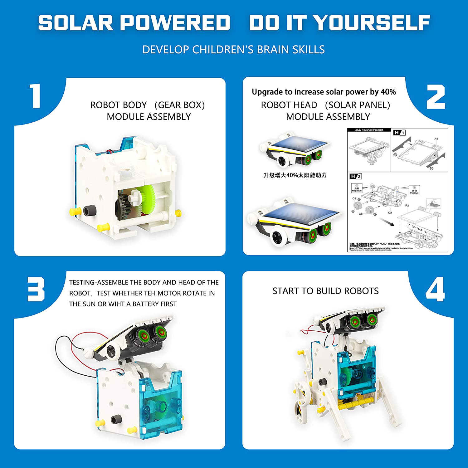 Robot Kit 13 in 1 Educational  - огляд і ціна Solar Powered Robot Kit 14 In 1
